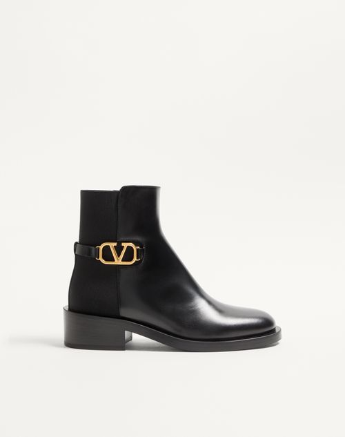 Valentino Garavani - Vlogo Signature Calfskin Ankle Boot 30mm - Black - Woman - Boots And Ankle Boots